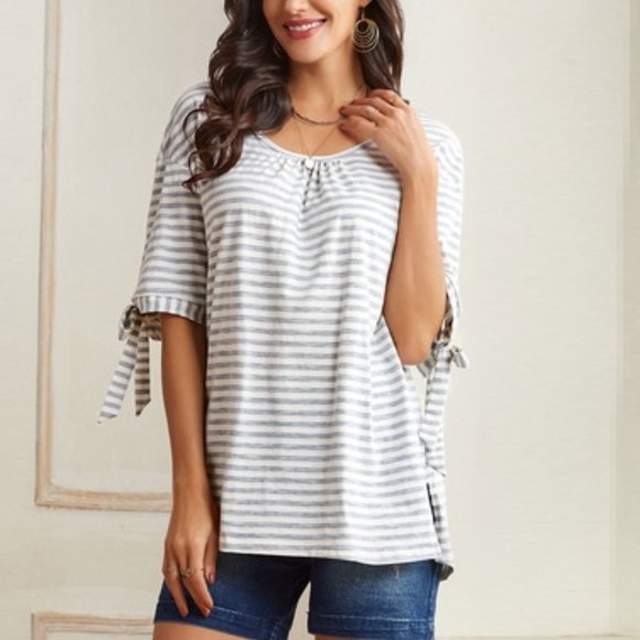 Suzanne Betro Tops - Weekend Suzanne Betro Tie-Sleeve Scoop Neck Tunic